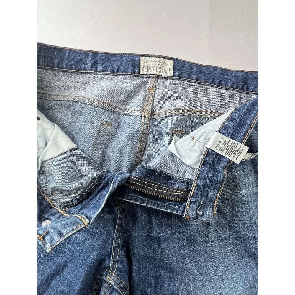 AEROPOSTALE Bowery Slim Straight‎ Denim Jeans Mens Size 36x30 Distressed